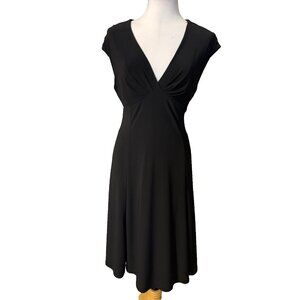 Chaps Ralph Lauren Dress L Large Black A Line Stretch Sleeveless Washable